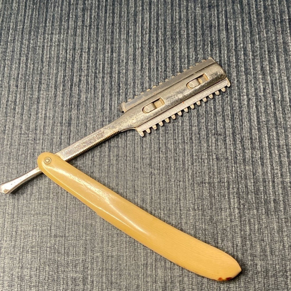 Antique Durham Duplex Razor Straight Safety Shaving Razor Celluloid Handle USA